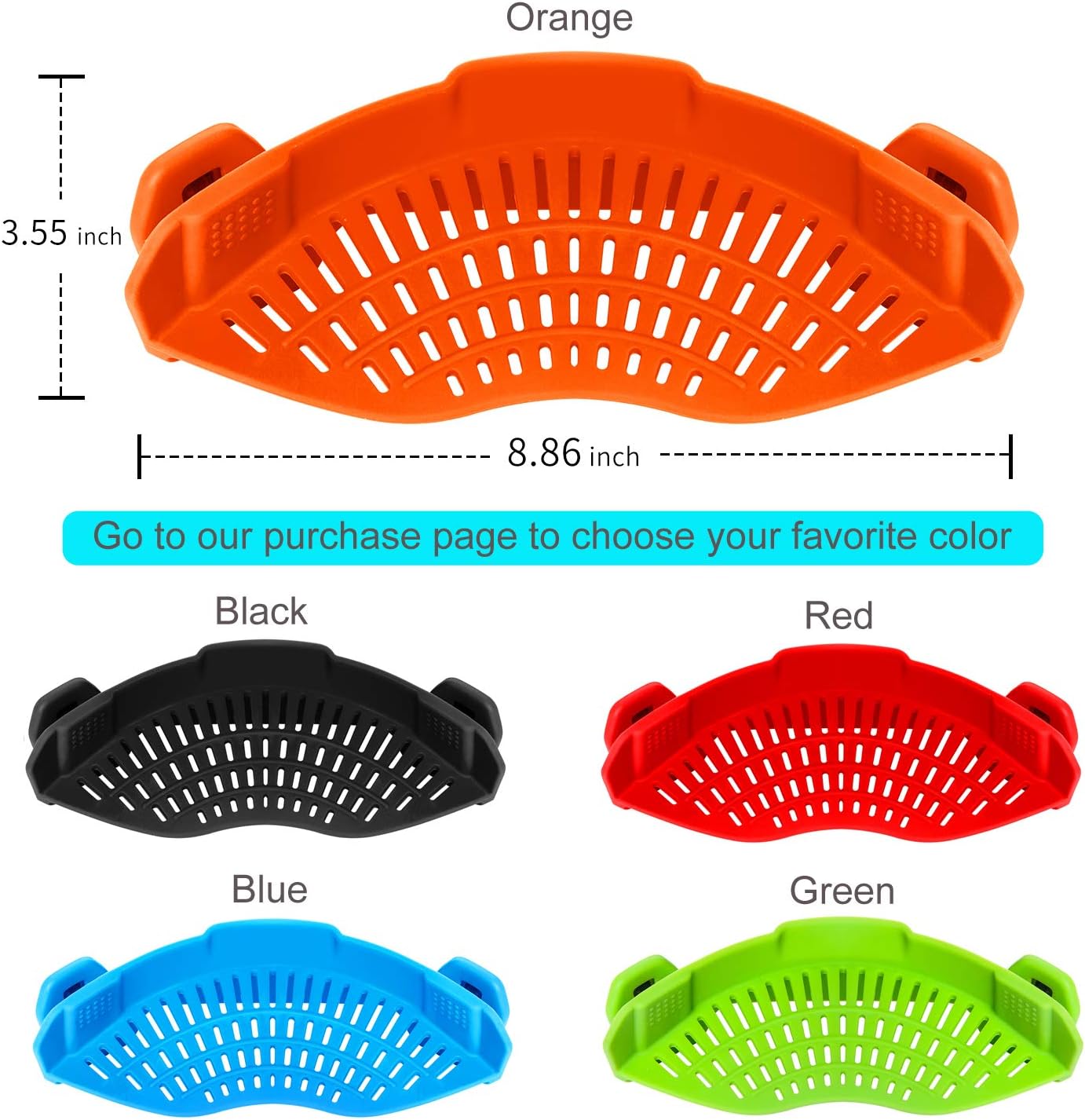 Clip On Silicone Strainer, Pasta Strainer, Clip on Food Strainer, Kitchen Strainer Clip On Silicone Strainer, Pasta Strainer, Clip on Food Strainer, Kitchen Strainer